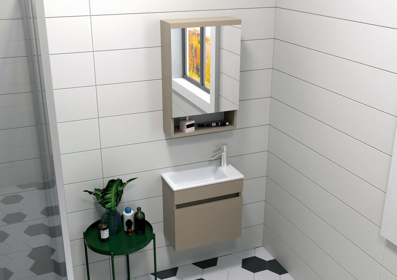 Set mobilier de baie (2 piese), Hanah Home, Pıccolo 50, Latte - view 4