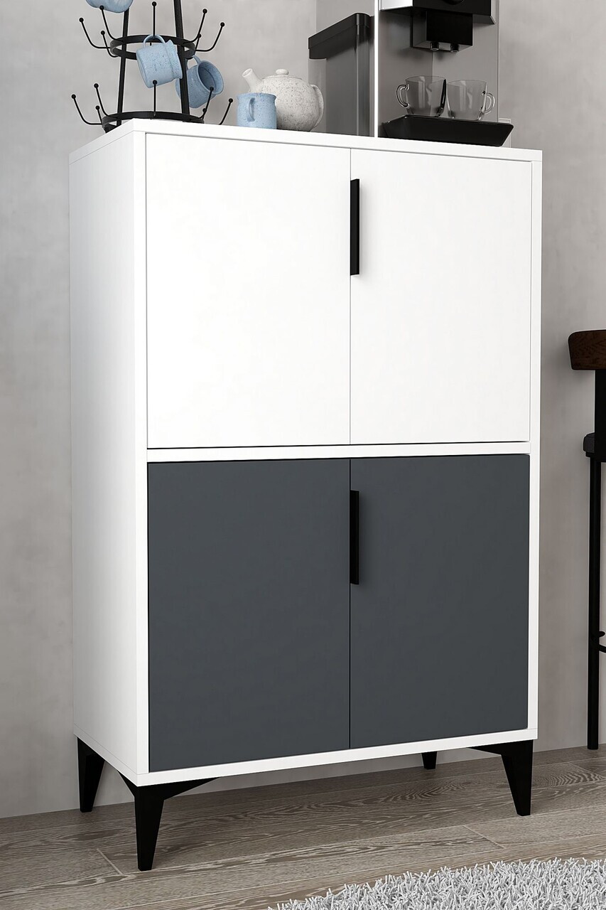 Dulap multifunctional, Hanah Home, Ada 1402, 72x114x36.5 cm, PAL, Alb / Antracit — imaginea 4