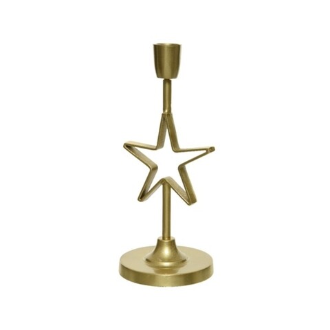 Suport pentru lumanare star, decoris, 9.5x9.5x22 cm, metal, auriu