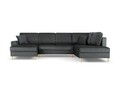 Coltar panoramic extensibil dreapta 7 locuri, Moghan, Micadoni Home, GL, 313x194x88 cm, catifea, gri inchis