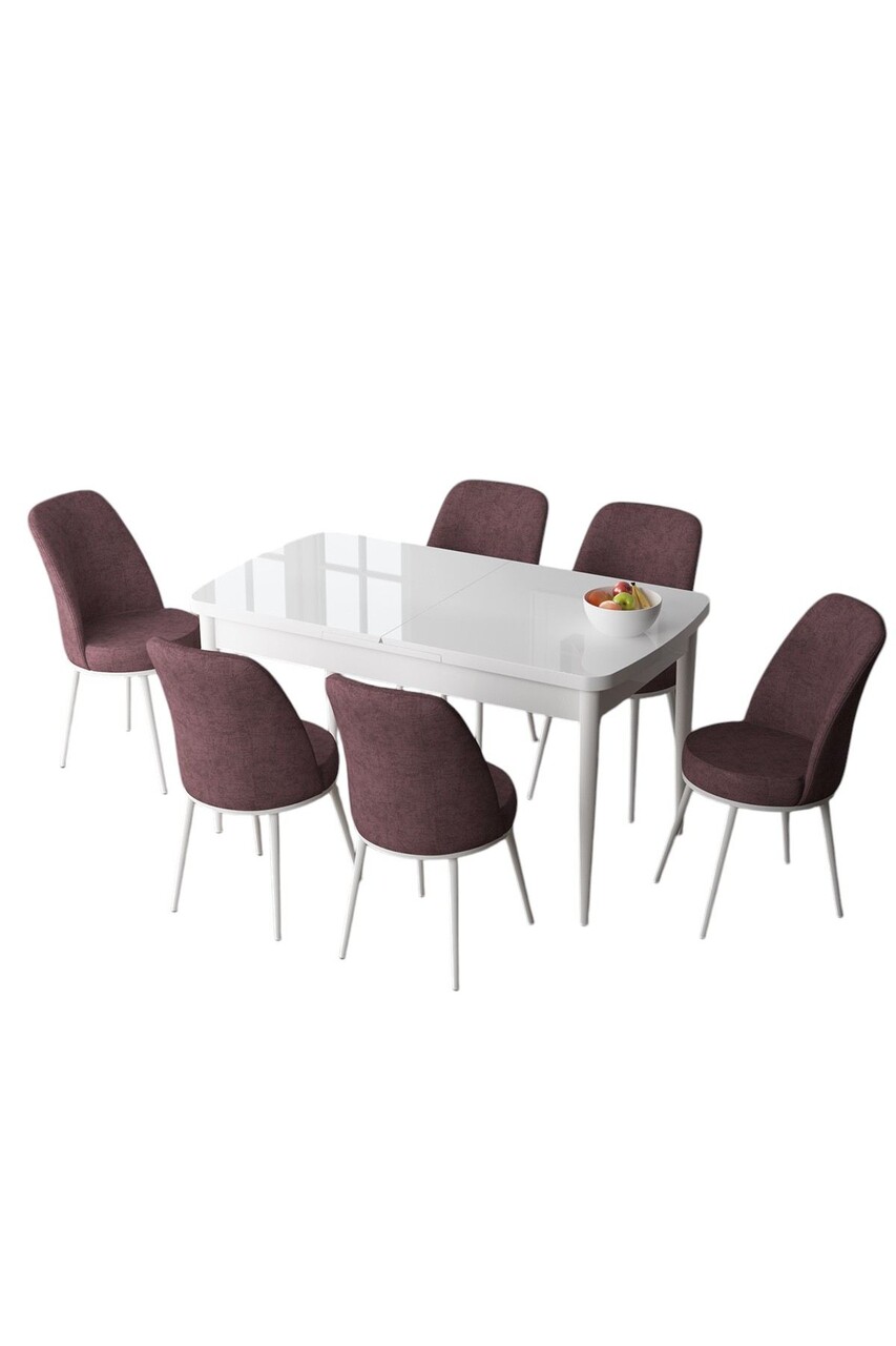 Set masa extensibila si scaune, Hanah Home, Zen, Alb / Roz Păduros - view 2