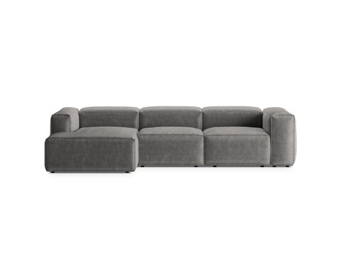 Coltar stanga 3 locuri, Bergamo, Cosmopolitan Design, 304x152x70 cm, catifea chenille raiata, gri deschis