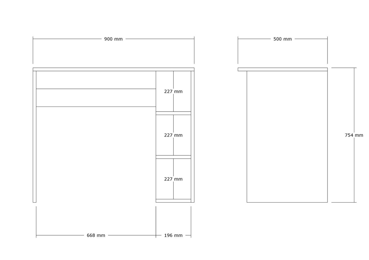 Birou, Asse Home, Boyce, 90x75x50 cm, Stejar
