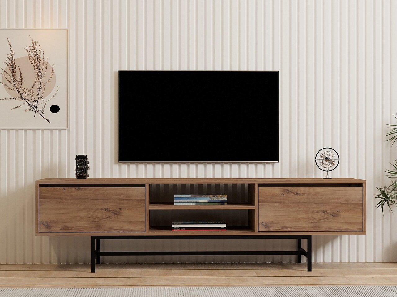 Comoda TV, Puqa Design, Tauber, 180x50x40 cm, PAL, Maro - 1 | YEO