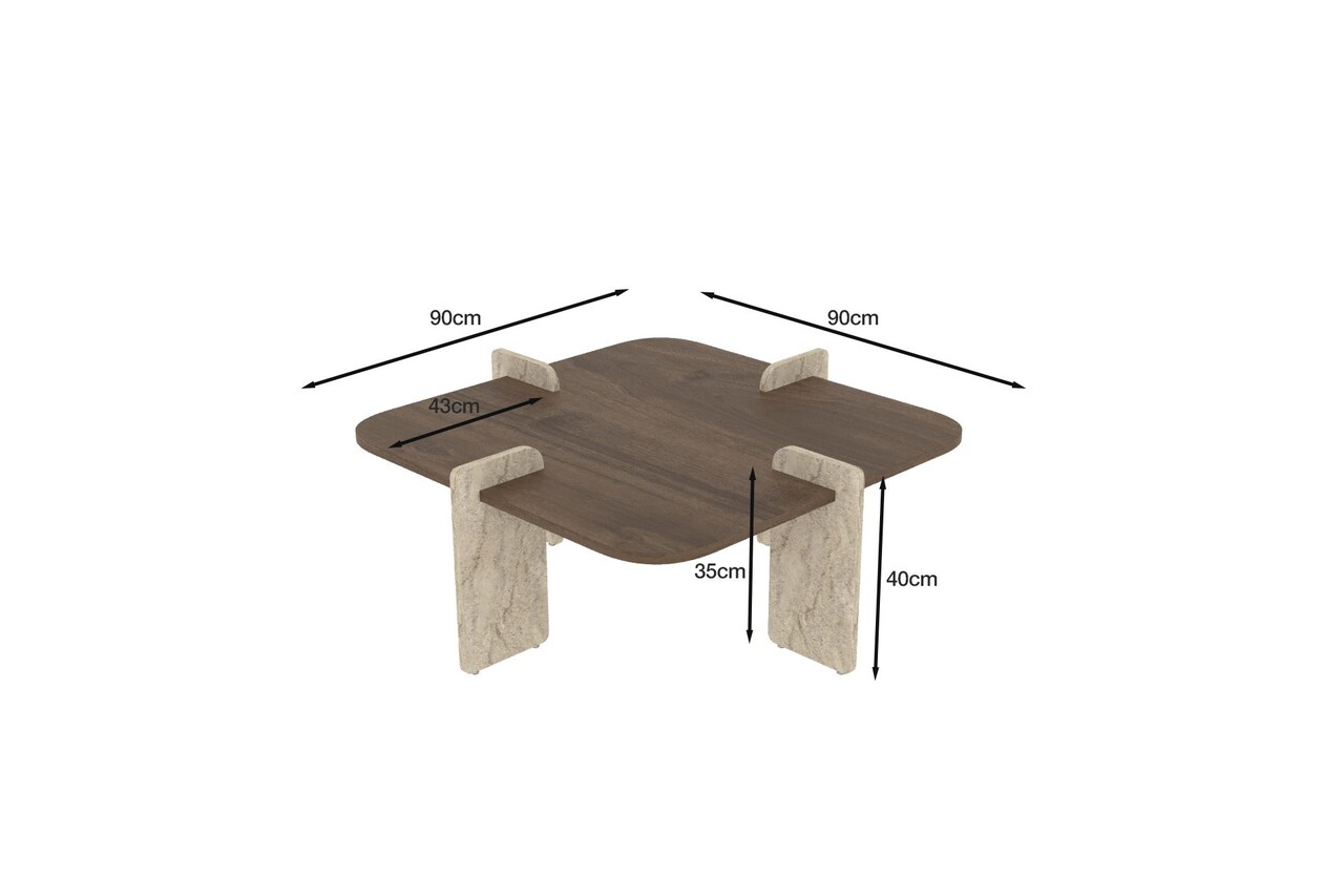 Masuta de cafea, Hanah Home, Poalla, 90x35x90 cm, PAL, Travertin / Nuc - view 6
