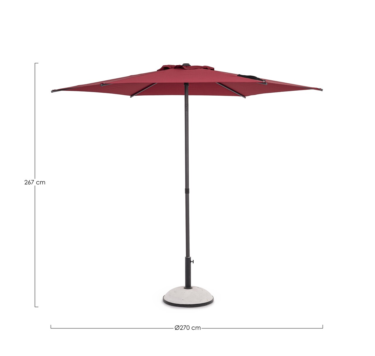 Umbrela pentru gradina / terasa Samba, Bizzotto, Ø 270 cm, stalp Ø 38 mm, otel/poliester, bordo