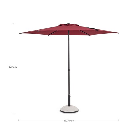 Umbrela pentru gradina / terasa Samba, Bizzotto, Ø 270 cm, stalp Ø 38 mm, otel/poliester, bordo