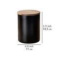 Cutie depozitare alimente, Wenko, Mio, 11 x 11 x 14.5 cm, 1 L, lemn/sticla/silicon, negru/maro