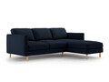 Coltar dreapta 3 locuri, Eden, Micadoni, 250x150x90 cm, catifea, albastru inchis