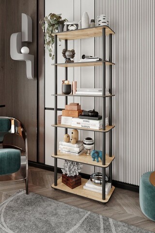 Corp biblioteca, Poter, Bookcase 6 Rect, 60x173x30 cm, MDF , Stejar