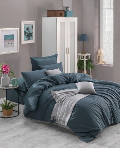 Lenjerie de pat dubla, fresh color - green, enlora home, bumbac ranforce