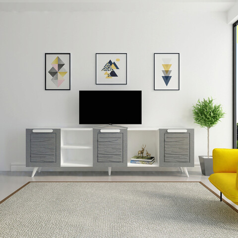 Comoda tv, avva home, zena, 180x53x31.3 cm, antracit/alb
