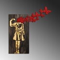 Decoratiune de perete, Banksy, Dimensiune: 62 x 70 cm, Nuc / Maro / Roșu