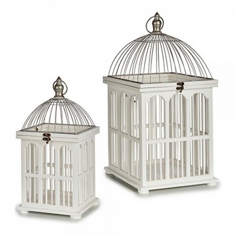 Set 2 colivii decorative Cage Squared, Gift Decor, 30 x 30 x 60 cm, lemn/metal, alb Gift Decor