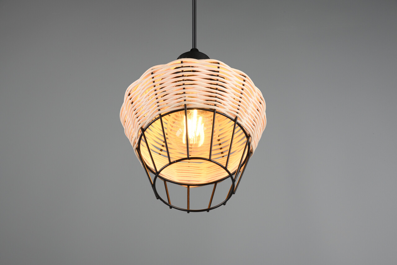 Lustra Borka, RL, 17.5x150 cm, 40W, 1x E27, ratan, natur/negru - 2 | YEO