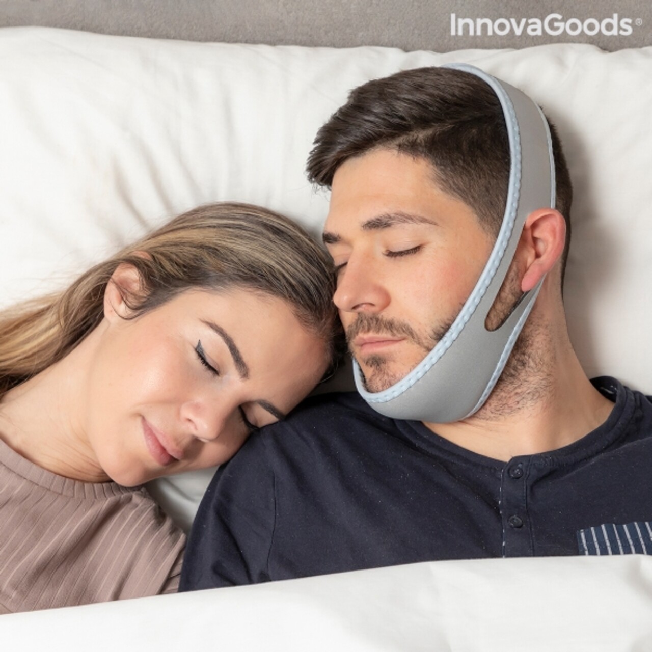 Banda Anti-sforait Stosnore InnovaGoods, Neopren/poliester, Gri