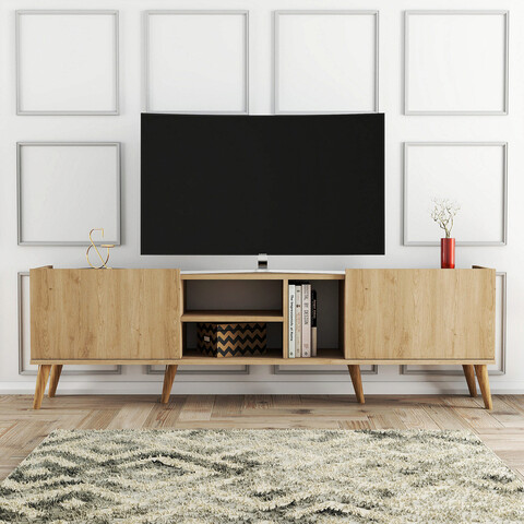 Comoda tv, mezza, lotus, 180x52x34 cm, stejar
