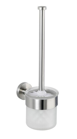 Perie pentru toaleta, wenko, bosio, 10 x 14 x 35 cm, inox/sticla, gri