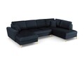 Coltar panoramic extensibil dreapta 7 locuri, Moghan, Micadoni Home, GL, 313x194x88 cm, catifea, albastru inchis