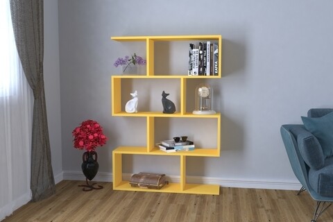 Biblioteca raffline, 90x22x129 cm, pal, galben