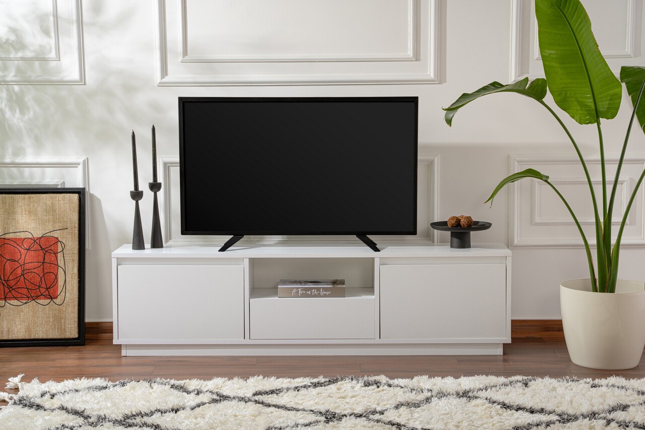 Comoda TV, Nordure, Vanguard, 160x42x29.5 cm, Alb natural - 1 | YEO