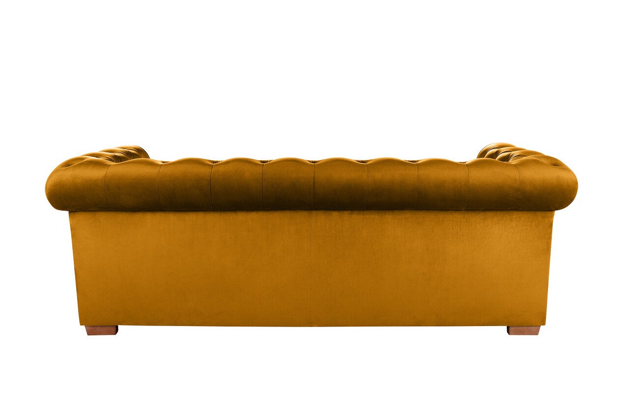 Canapea Extensibila Oxford Chesterfield, 88x216x75 Cm, 3 Locuri, Mustard