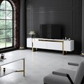 Comoda TV, Hanah Home, Yildiz, 180x50x30 cm, PAL, Alb/Auriu