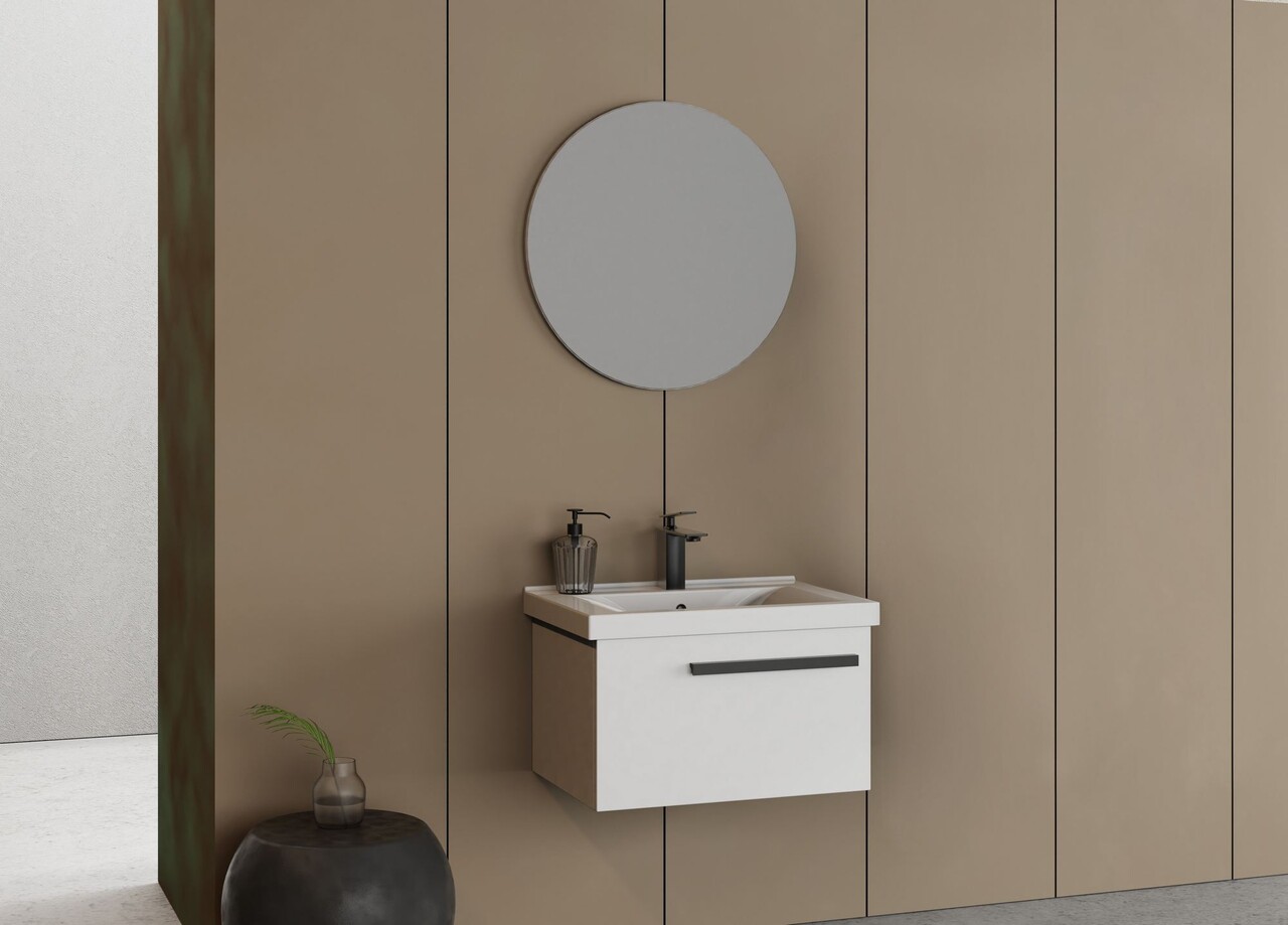 Set mobilier de baie (2 piese), Hanah Home, Bulu 65, Alb mat - view 3