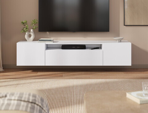 Comoda TV ADRK, Femur, 200x41x40 cm, PAL laminat, alb