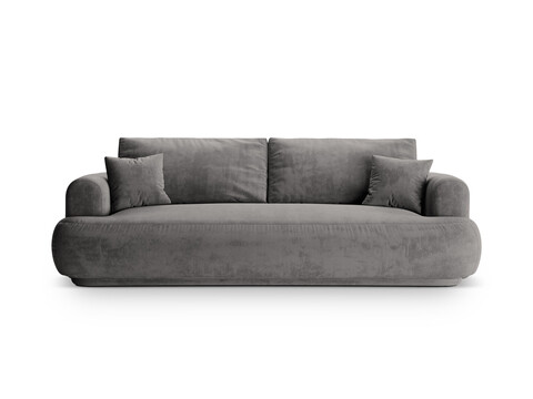 Canapea extensibila 3 locuri, Ella-120, Micadoni Home, 253x108x94 cm, catifea, gri