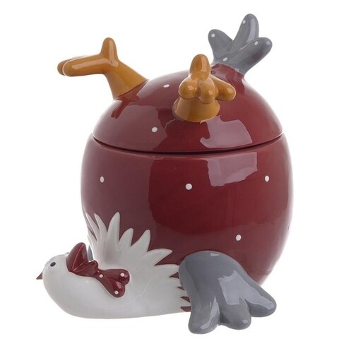 Borcan Hen, InArt, 19x18x19 cm, ceramica, rosu