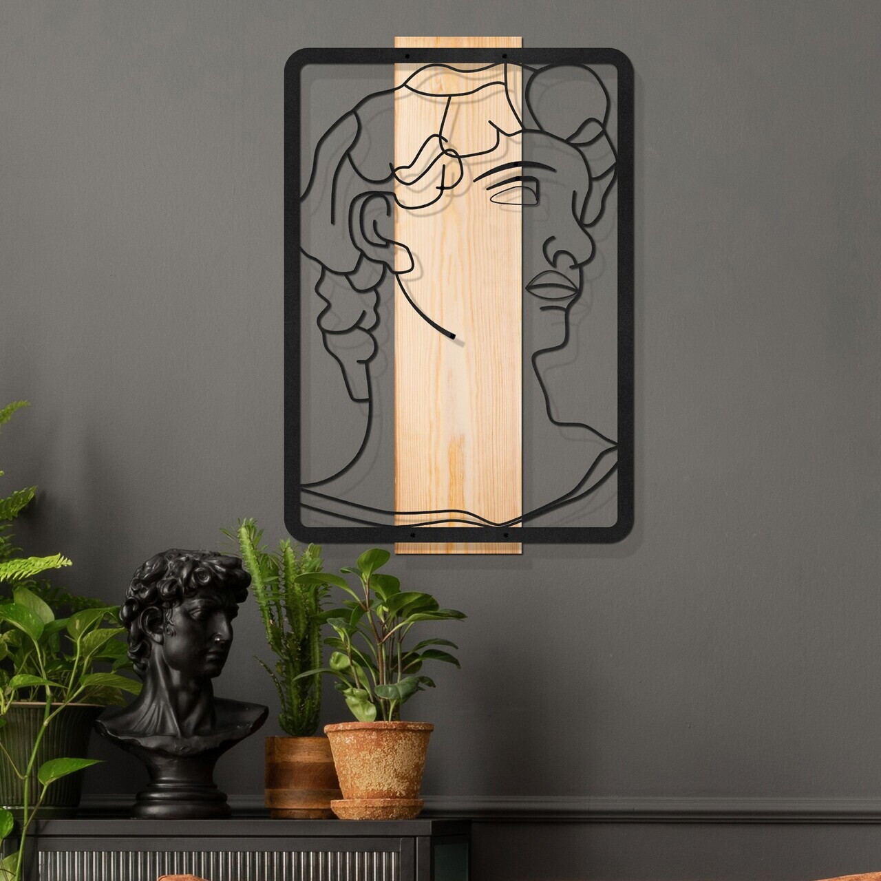 Decoratiune de perete, Aether, Cadru: Lemn (Grosime: 2 cm), Natural/Negru — imaginea 3