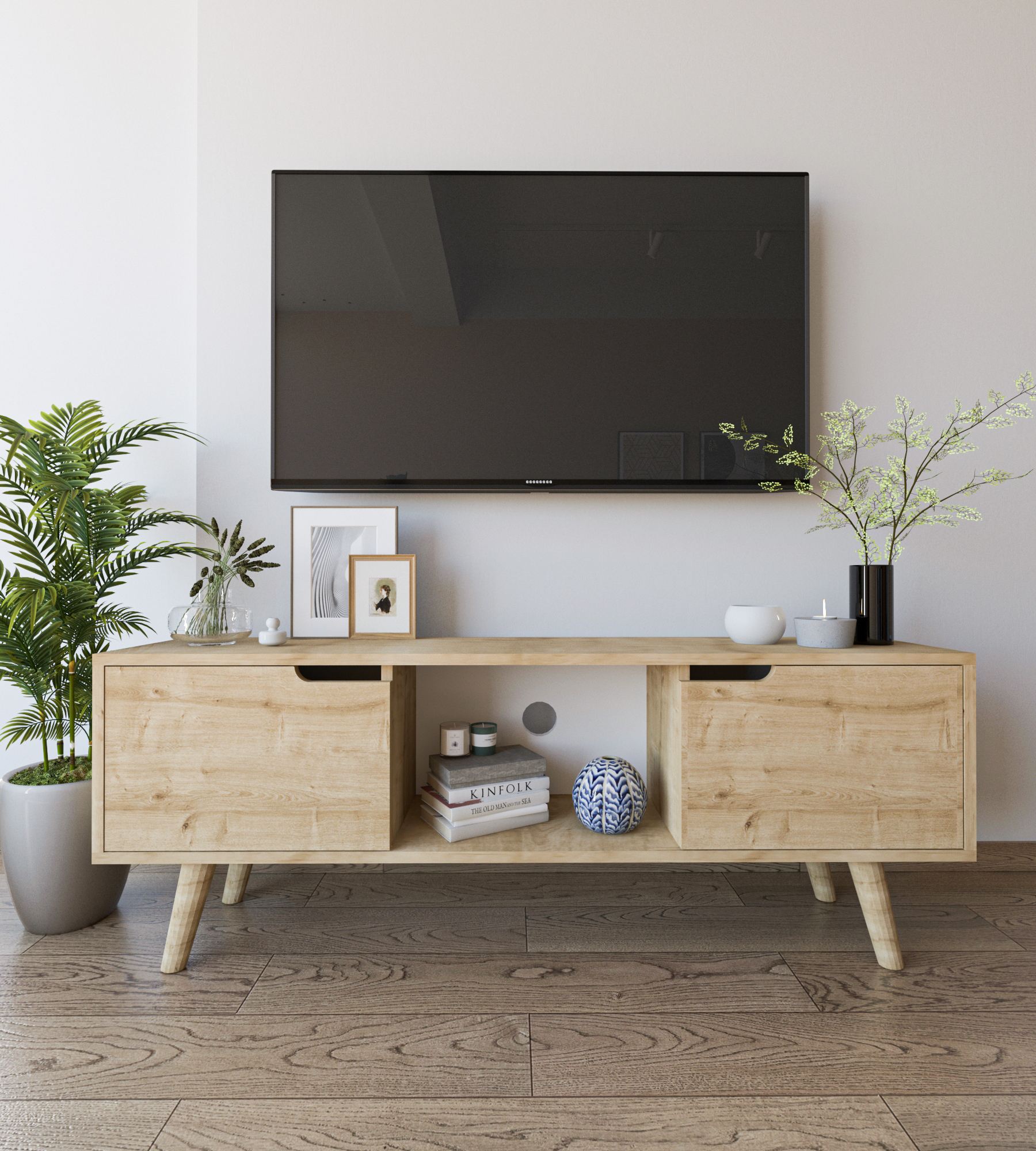 Comoda TV, Hanah Home, Siena, 139.7x53x53 cm, PAL, Maro