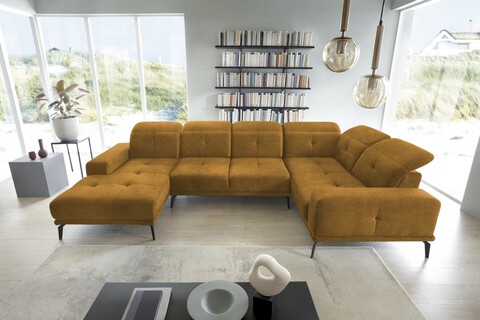 Coltar dreapta 6 locuri ELTAP, RT-45LO, Neviro, 350x201x77 cm, lemn/poliester, mustar