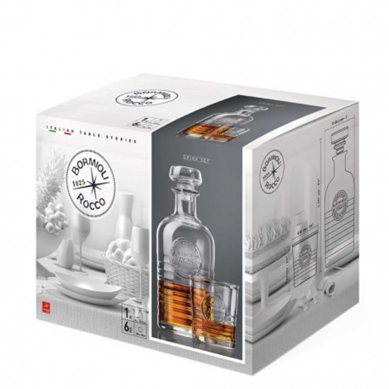 Set Whisky Officina, Bormioli, 7 Piese, 1000 Ml/300 Ml, Sticla