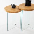 Set masute de cafea, Neostill, Serenity 2, Sticla temperata, Stejar / Transparent