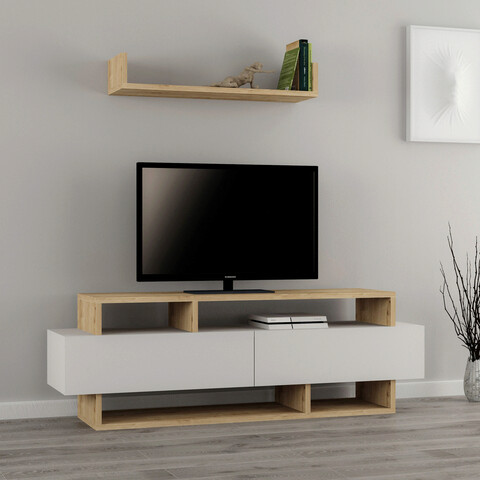 Comoda tv, decortie, rela, stejar alb