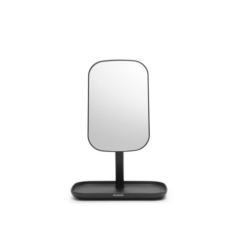 Oglinda cosmetica, Brabantia, Dark Grey, reglabila la 360 grade, factor marire x 5, 20x12.6x28.3 cm, polipropilena, gri inchis