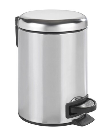 Cos de gunoi cu pedala, wenko, leman, 17 x 22.5 x 25 cm, 3 l, inox, gri