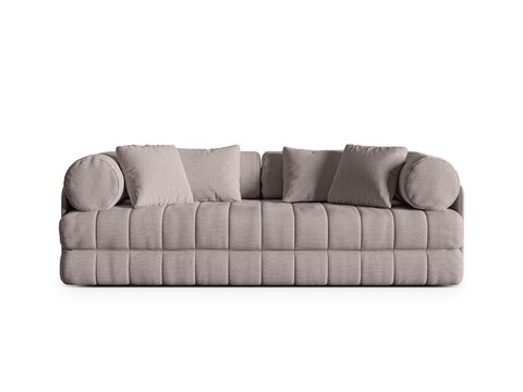 Canapea extensibila 3 locuri, Kemi, Cosmopolitan Design, 206x95x70 cm, tesatura boucle, gri cald