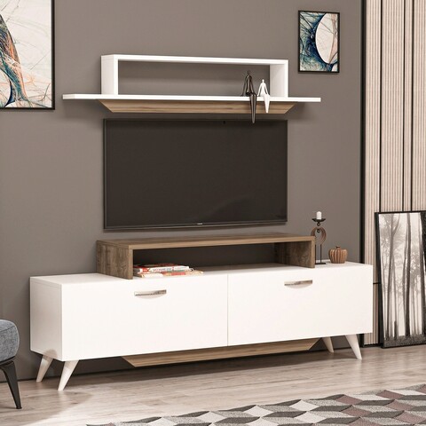 Comoda tv, coraline, harmony, 150x123.6x27.7 cm, alb / nuc
