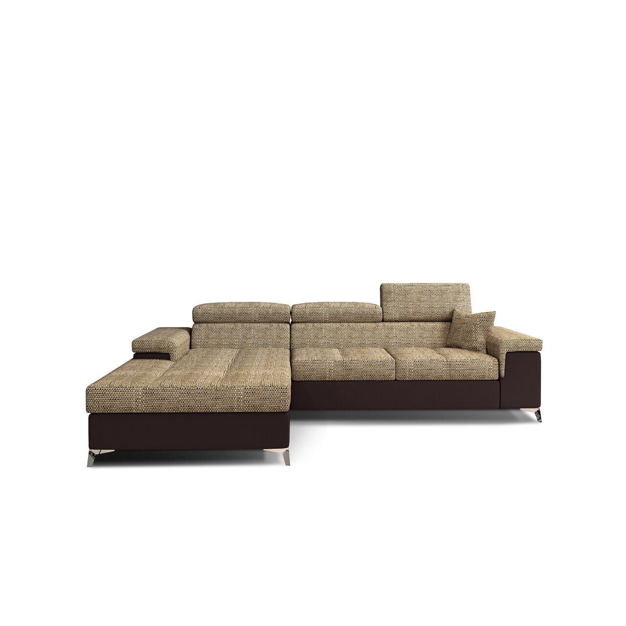 Coltar extensibil stanga 4 locuri ELTAP, Ric-04, Ricardo, 281x205x88 cm, lemn/poliester, bej/maro - view 2