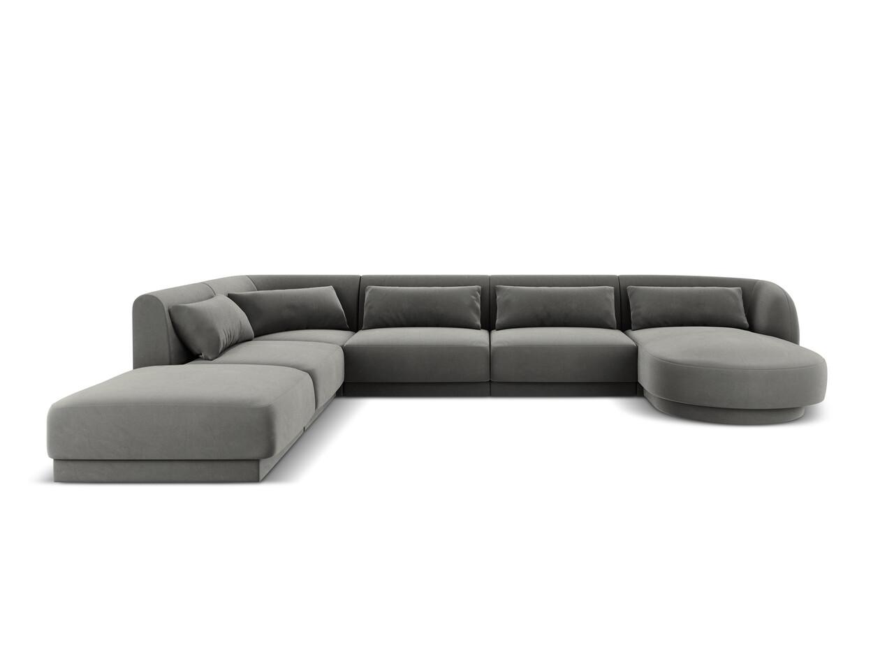 Coltar panoramic stanga 6 locuri, Tulum, Cosmopolitan Design, 330x255x70 cm, catifea, gri deschis