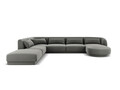 Coltar panoramic stanga 6 locuri, Tulum, Cosmopolitan Design, 330x255x70 cm, catifea, gri deschis
