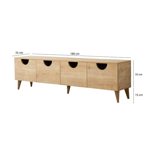 Comoda TV, Neostill, Four Seasons, 180x50x35 cm, Cadru: PAL MELAMINAT 100%., Stejar