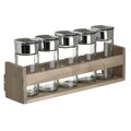 Set recipiente condimente si suport 6 piese, InArt, 27x7x12 cm, sticla