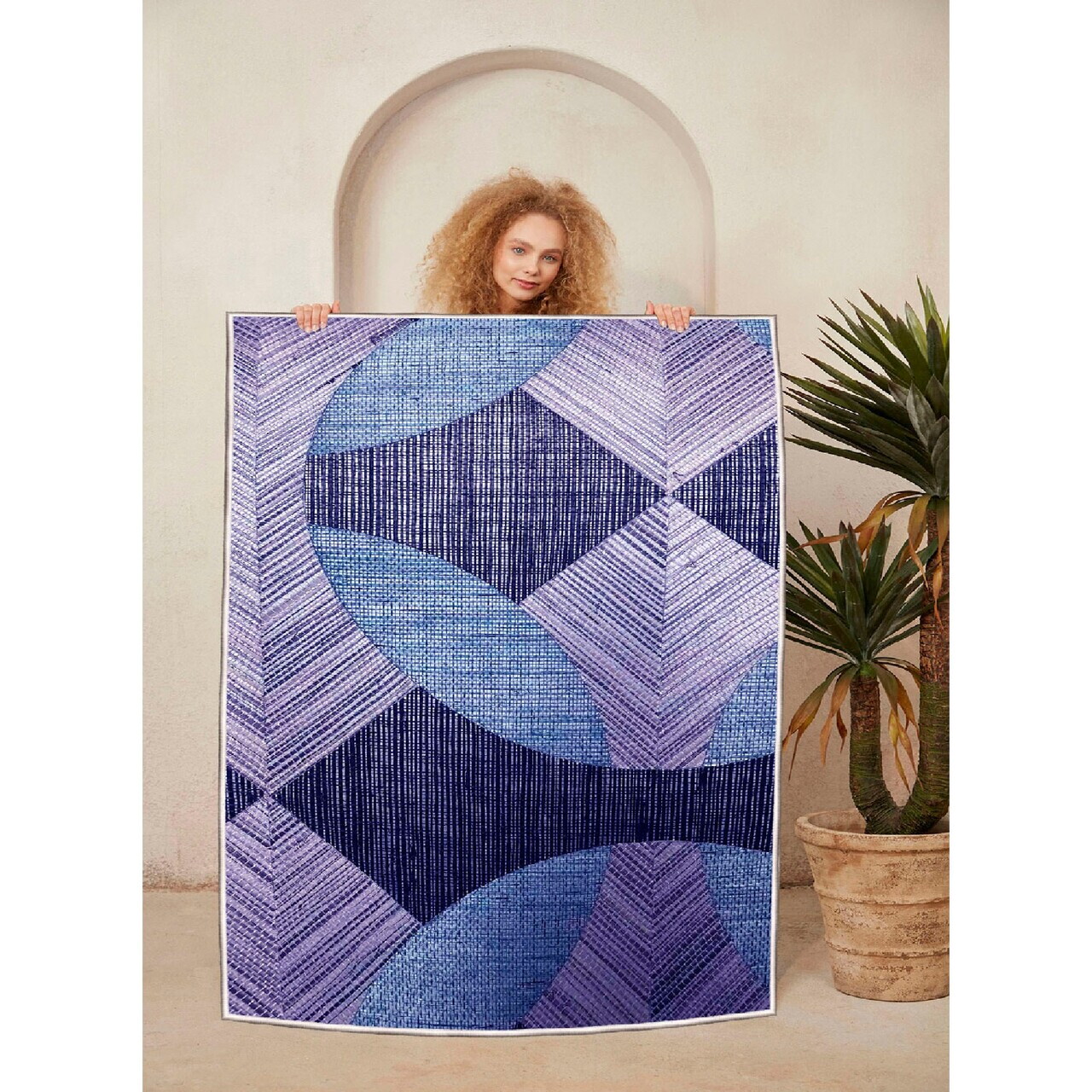 Covor, Woosonıl048, 180x280 cm, Mov / Liliac / Albastru — imaginea 3