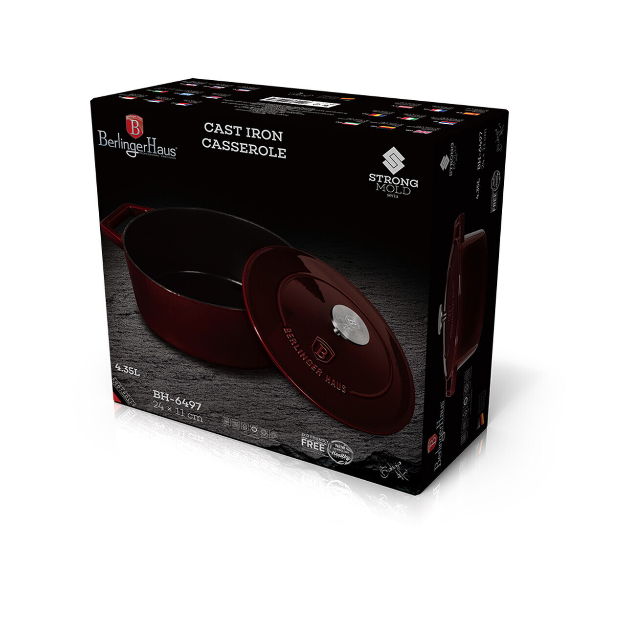 Oala cu capac Berlinger Haus, Strong Mold, 24 cm, 4.35 L, fonta, visiniu - imagine 8