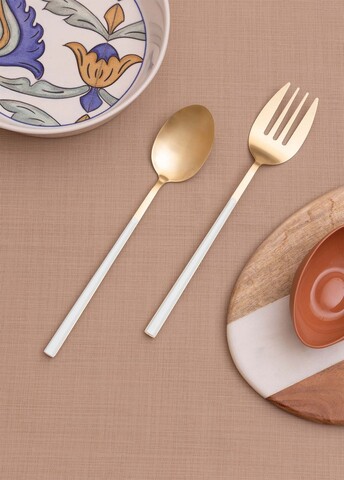 Set de servire (2 piese), L'essentiel Maison, 280TMA3703, Dimensiune: 28 x 6 x 1 cm (2 bucăți), Aur/Alb