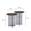 Set masute de cafea, Neostill, Serenity 2, Sticla temperata, Nuc / Gri închis